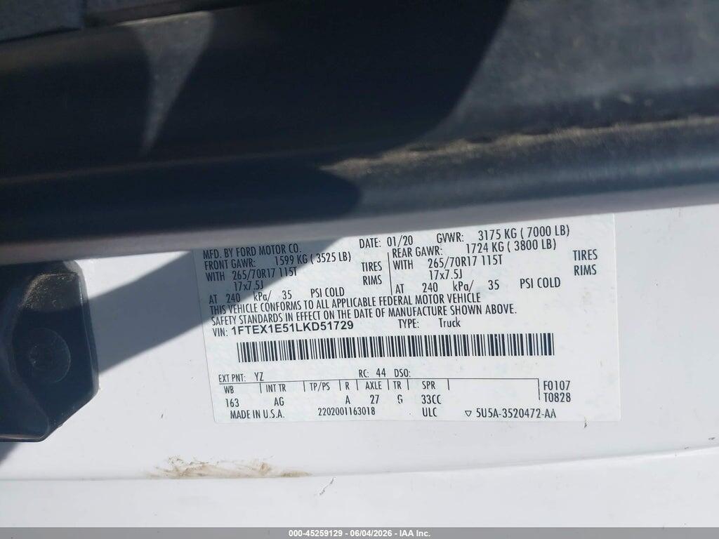 1FTEX1E51LKD51729 2020 FORD F-150 photo no. 9