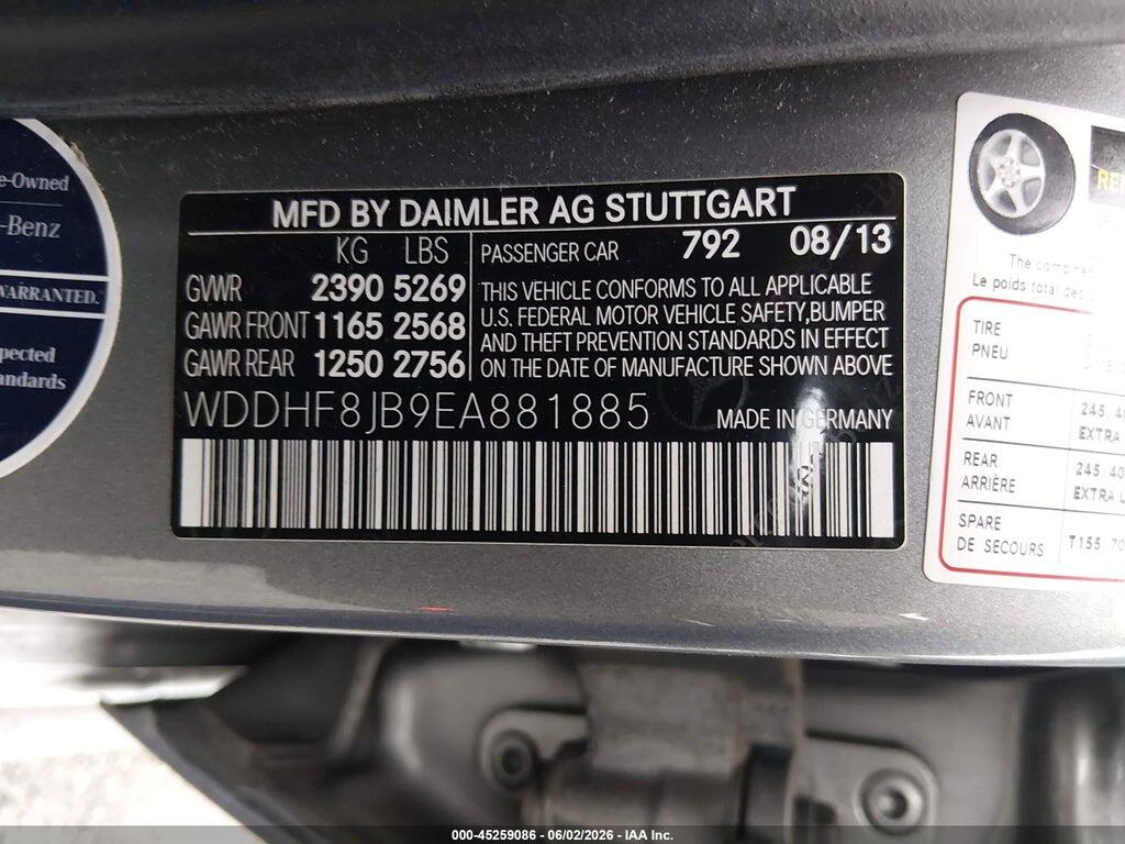 WDDHF8JB9EA881885 2014 MERCEDES-BENZ E 350 photo no. 9