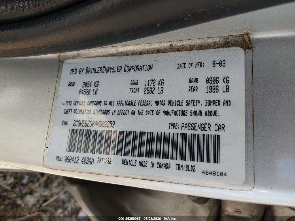 2C3HE66G04H692259 2004 CHRYSLER 300M photo no. 9