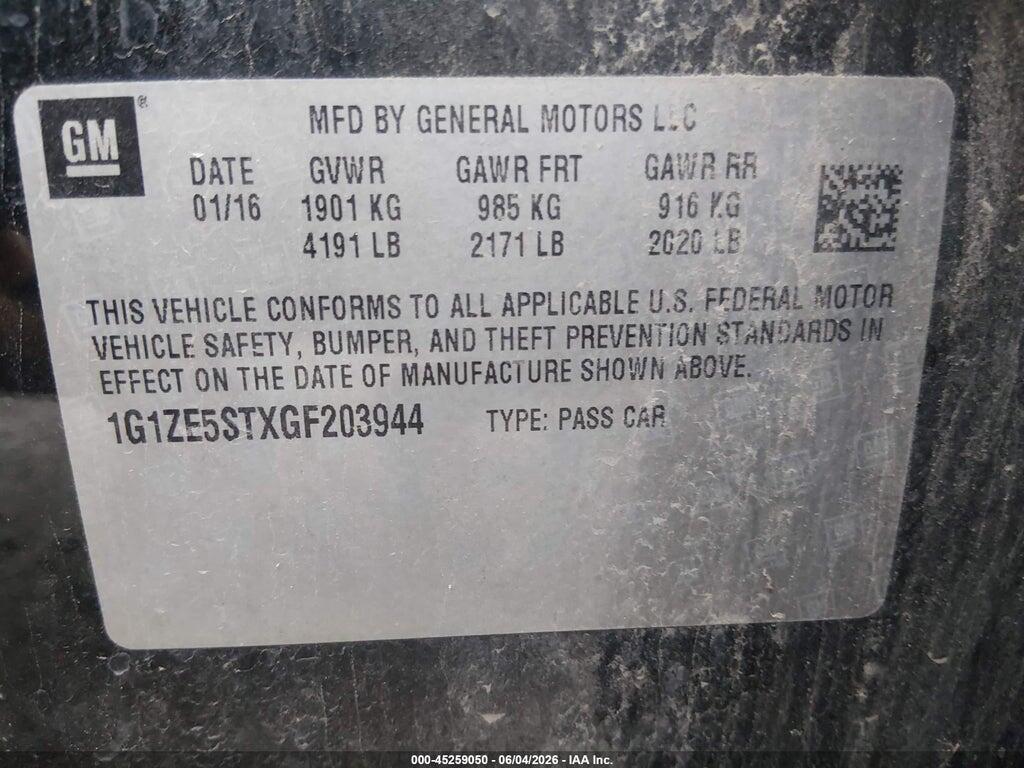 1G1ZE5STXGF203944 2016 CHEVROLET MALIBU photo no. 9