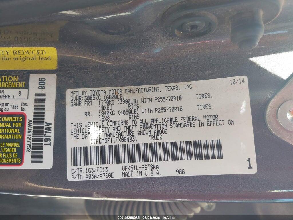 5TFEM5F11FX084031 2015 TOYOTA TUNDRA photo no. 9
