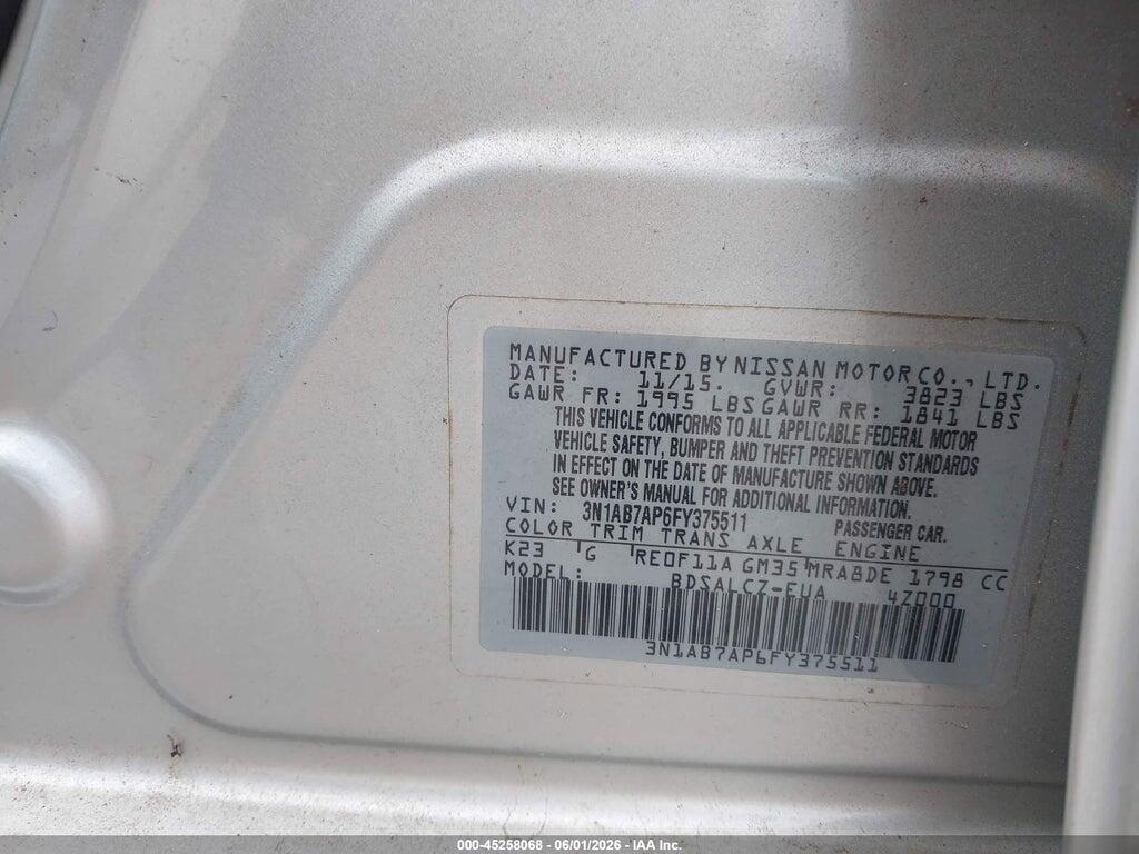 3N1AB7AP6FY375511 2015 NISSAN SENTRA photo no. 9