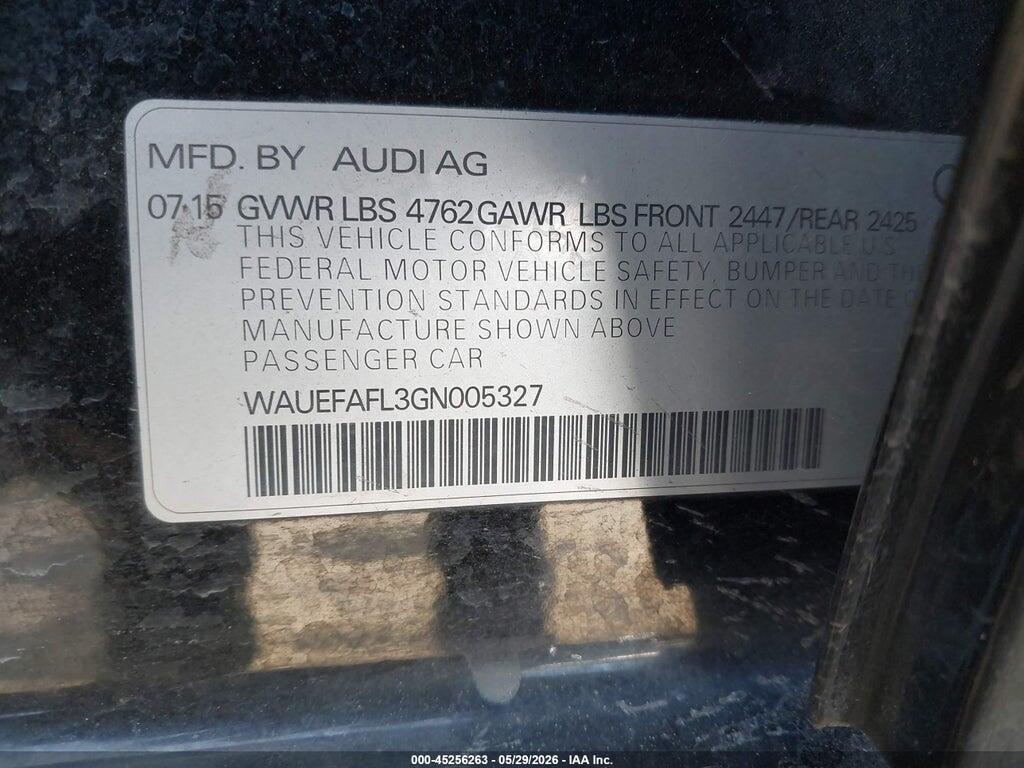 WAUEFAFL3GN005327 2016 AUDI A4 photo no. 9