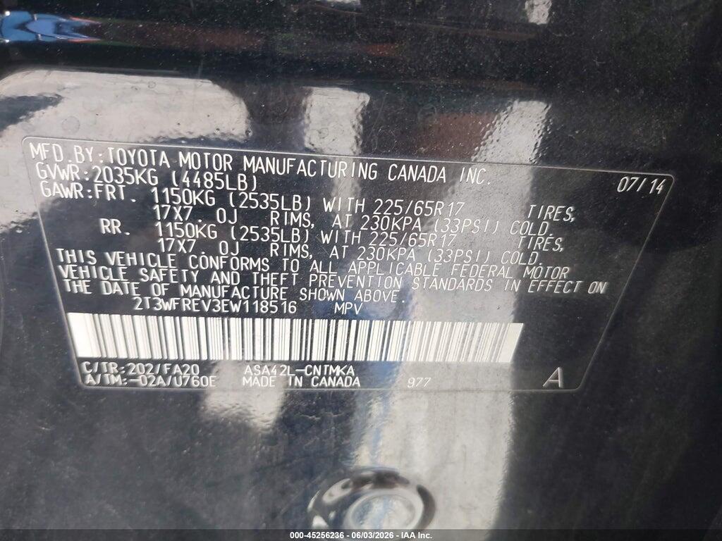 2T3WFREV3EW118516 2014 TOYOTA RAV4 photo no. 9