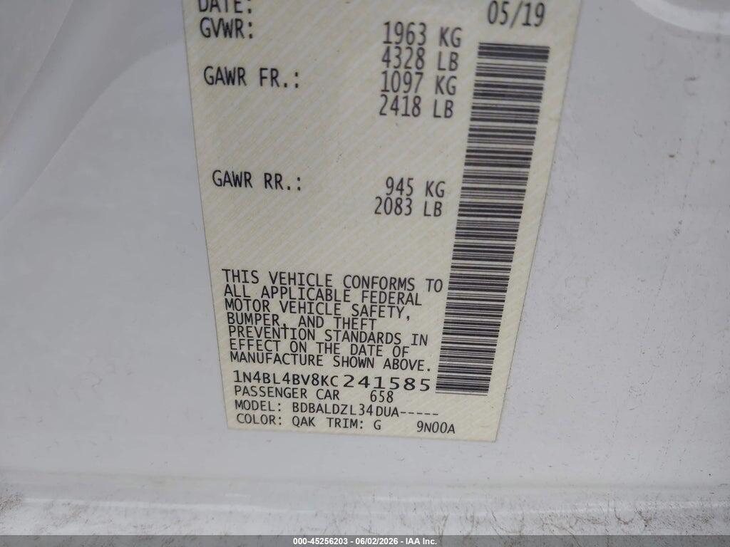 1N4BL4BV8KC241585 2019 NISSAN ALTIMA photo no. 9