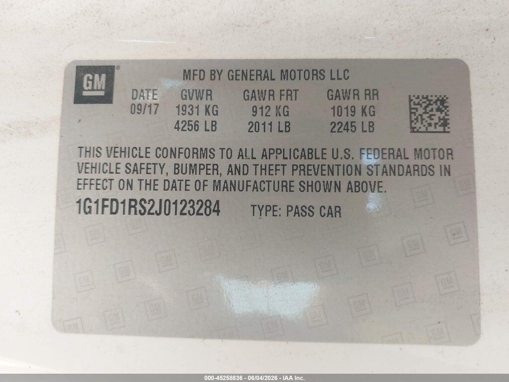 1G1FD1RS2J0123284 2018 CHEVROLET CAMARO photo no. 9