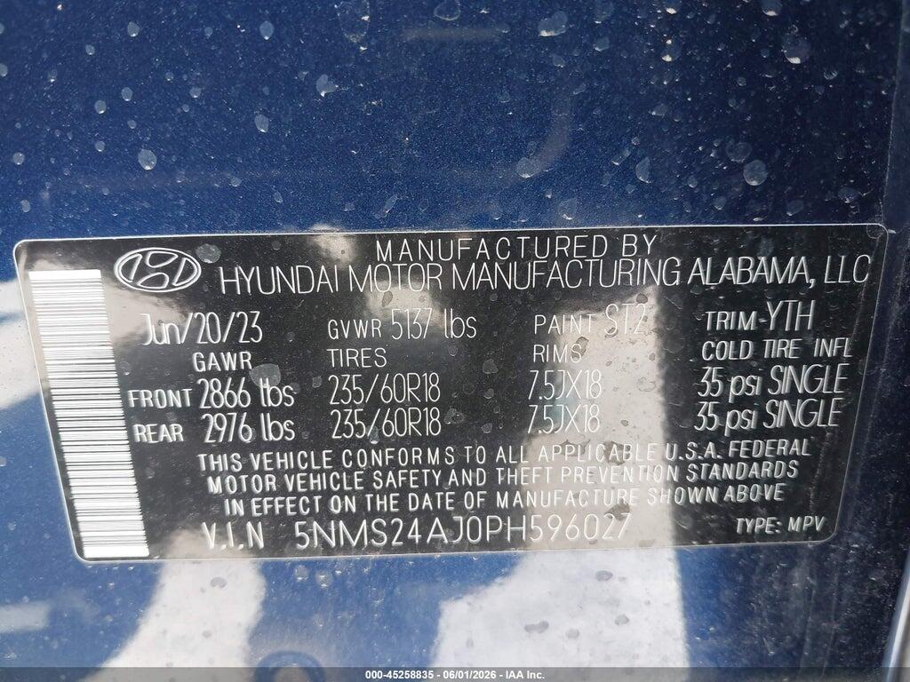5NMS24AJ0PH596027 2023 HYUNDAI SANTA FE photo no. 9