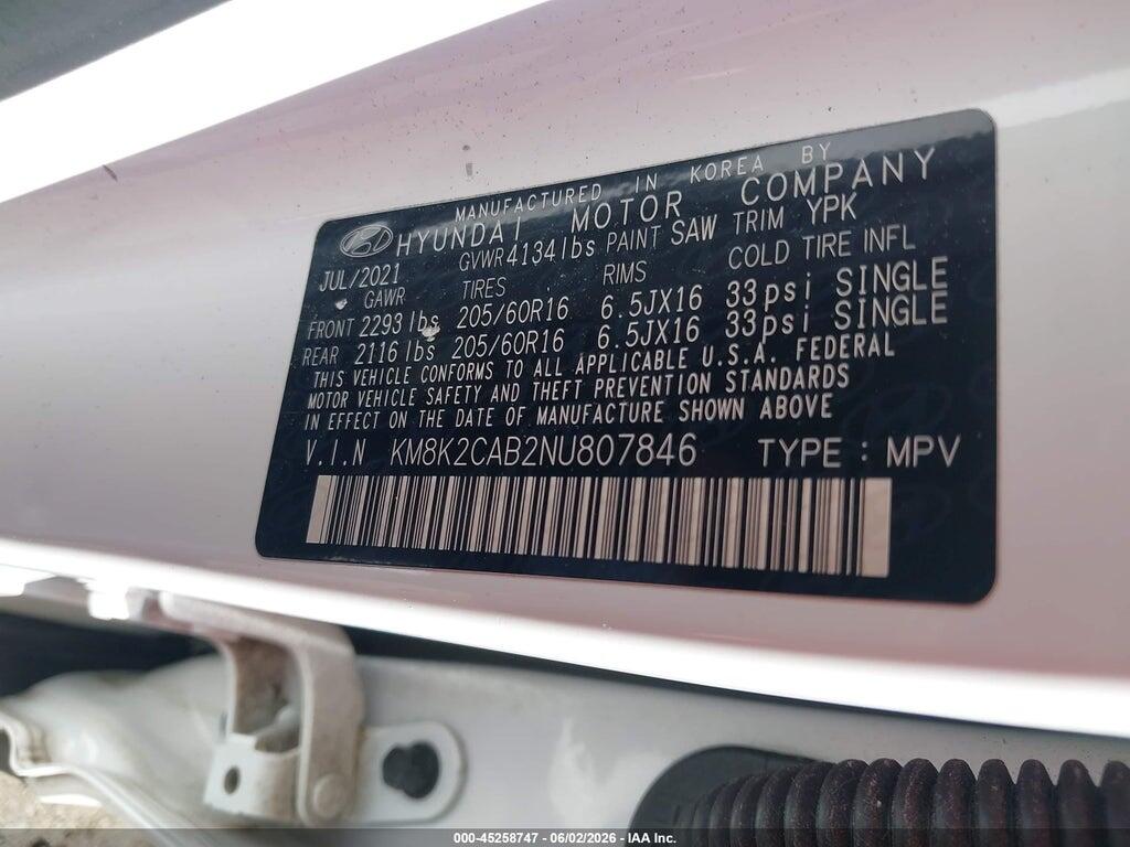 KM8K2CAB2NU807846 2022 HYUNDAI KONA photo no. 9
