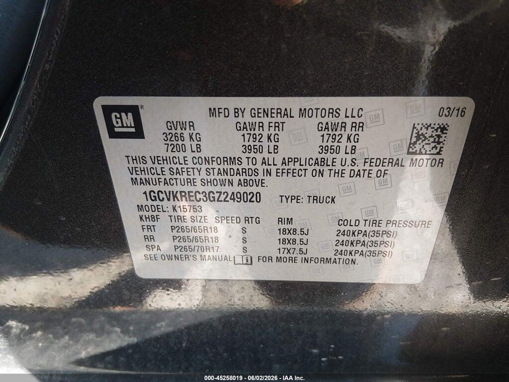 1GCVKREC3GZ249020 2016 CHEVROLET SILVERADO 1500 photo no. 9