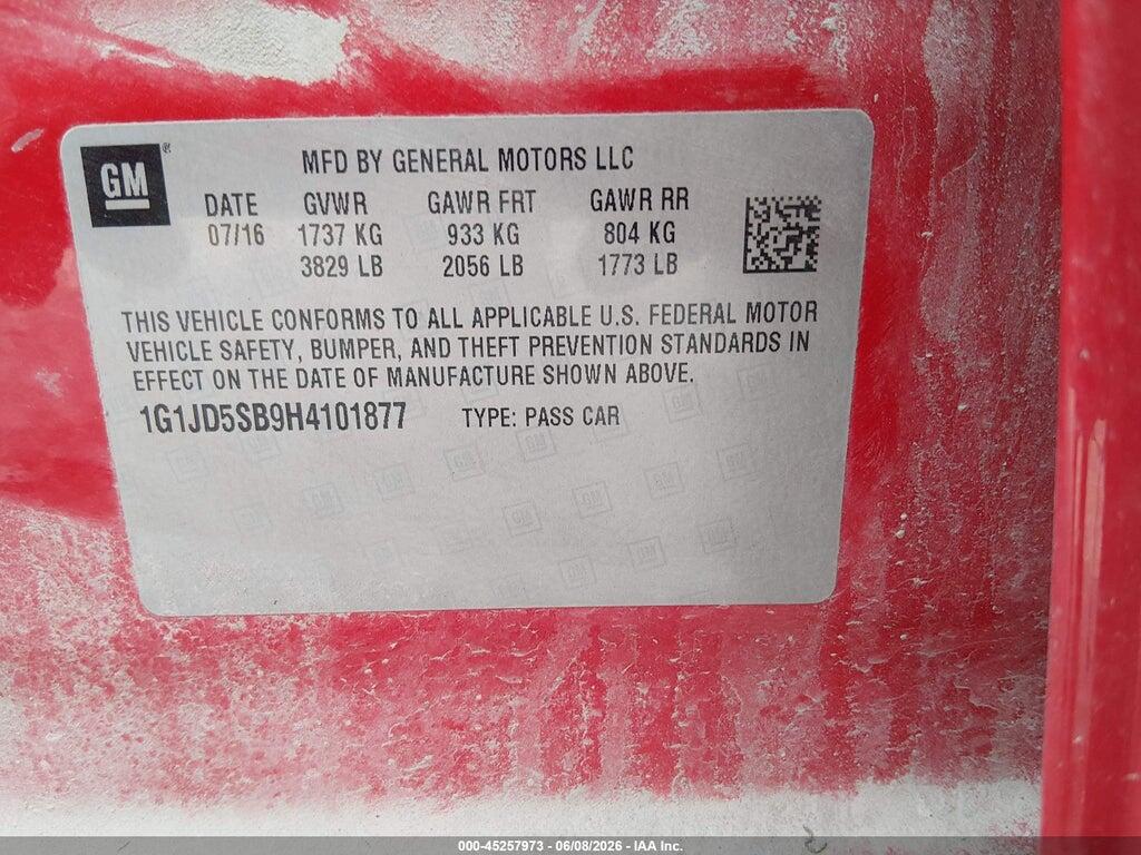 1G1JD5SB9H4101877 2017 CHEVROLET SONIC photo no. 9