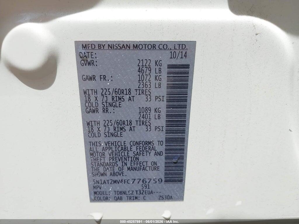 5N1AT2MV4FC776759 2015 NISSAN ROGUE photo no. 9