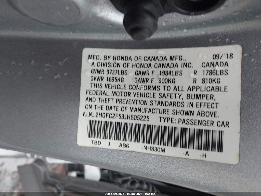 2HGFC2F53JH605225 2018 HONDA CIVIC photo no. 9