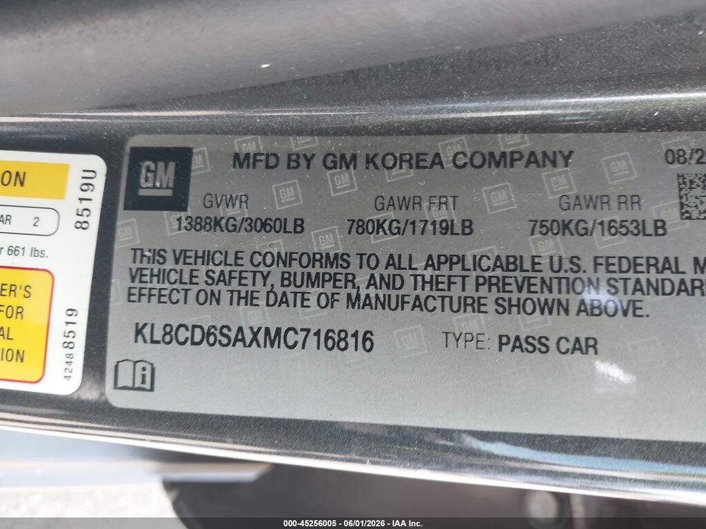 KL8CD6SAXMC716816 2021 CHEVROLET SPARK photo no. 9