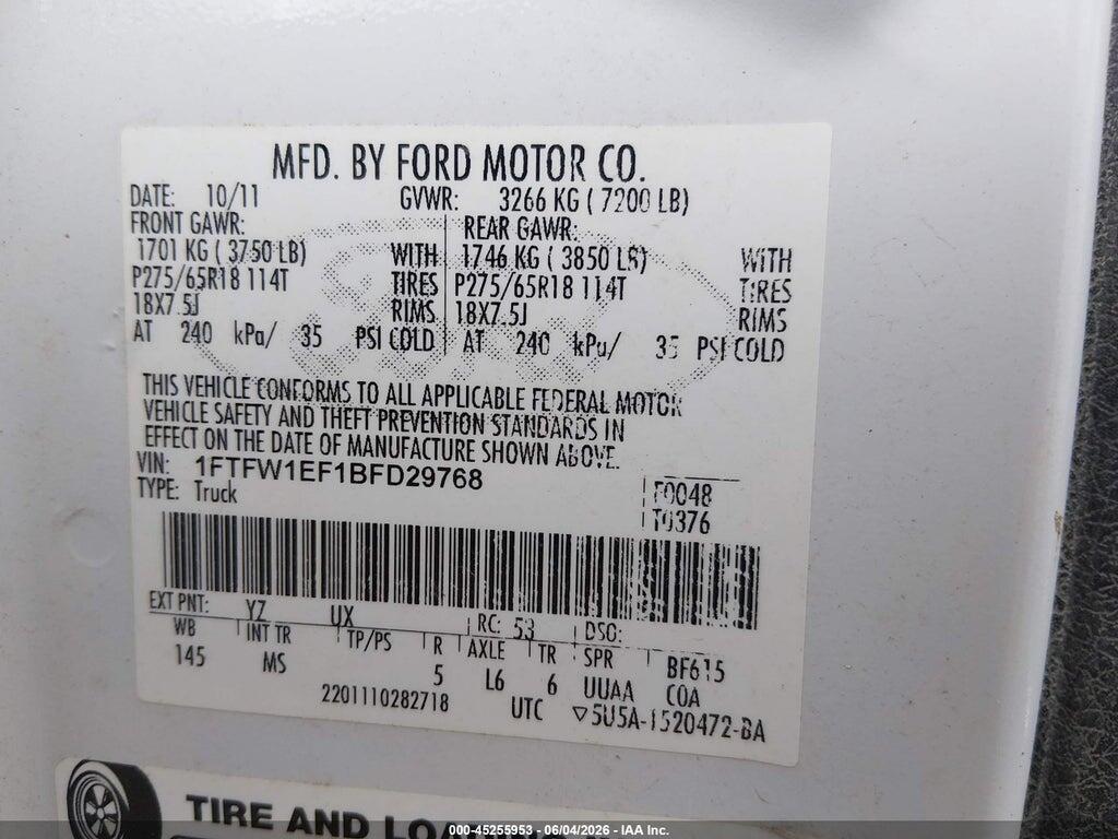 1FTFW1EF1BFD29768 2011 FORD F-150 photo no. 9