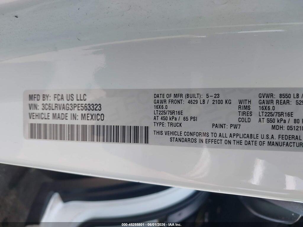 3C6LRVAG3PE563323 2023 RAM PROMASTER 1500 photo no. 9
