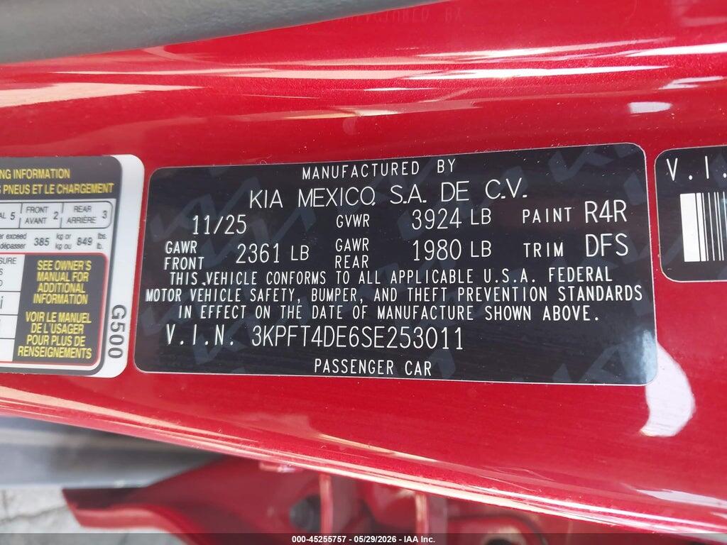 3KPFT4DE6SE253011 2025 KIA K4 photo no. 9