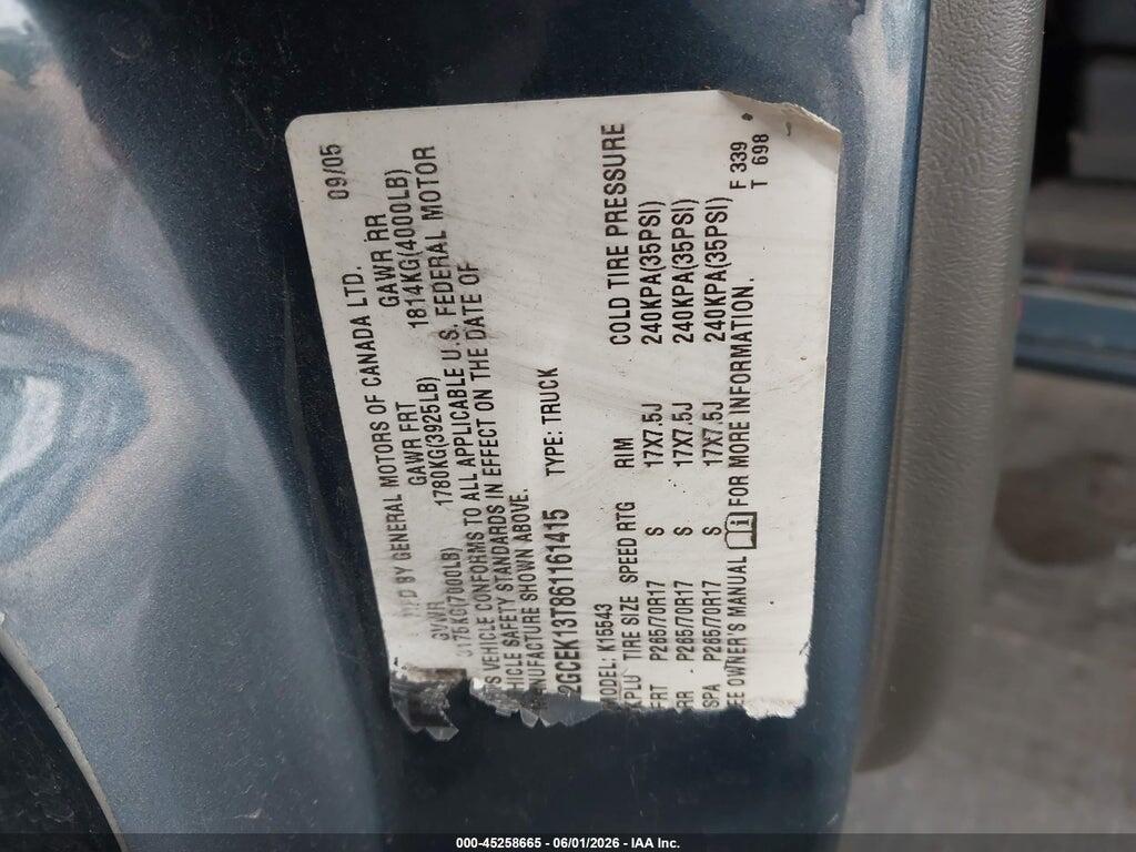 2GCEK13T861161415 2006 CHEVROLET SILVERADO 1500 photo no. 9