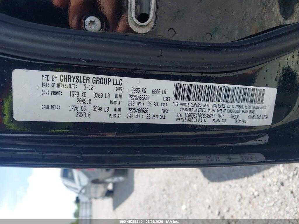 1C6RD6KT0CS245757 2012 RAM 1500 photo no. 9