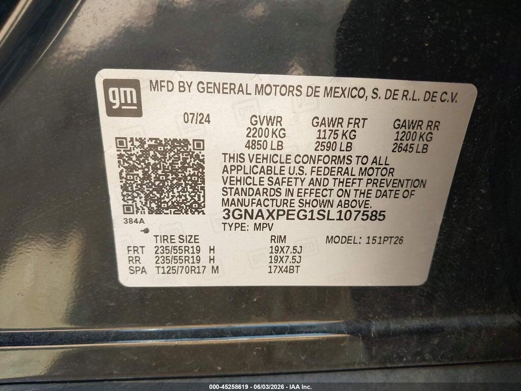 3GNAXPEG1SL107585 2025 CHEVROLET EQUINOX photo no. 9