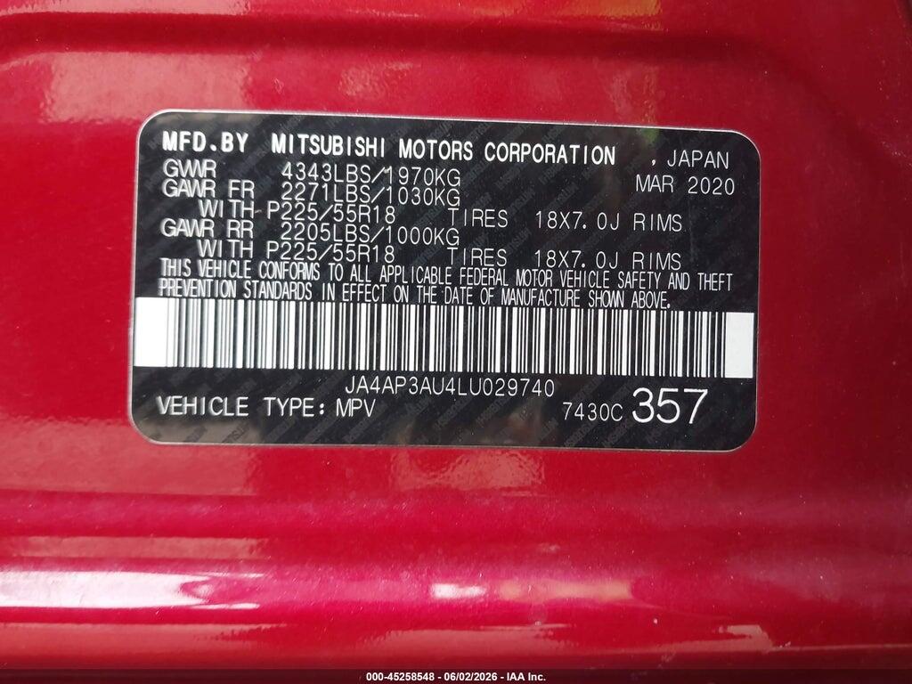 JA4AP3AU4LU029740 2020 MITSUBISHI OUTLANDER SPORT photo no. 9