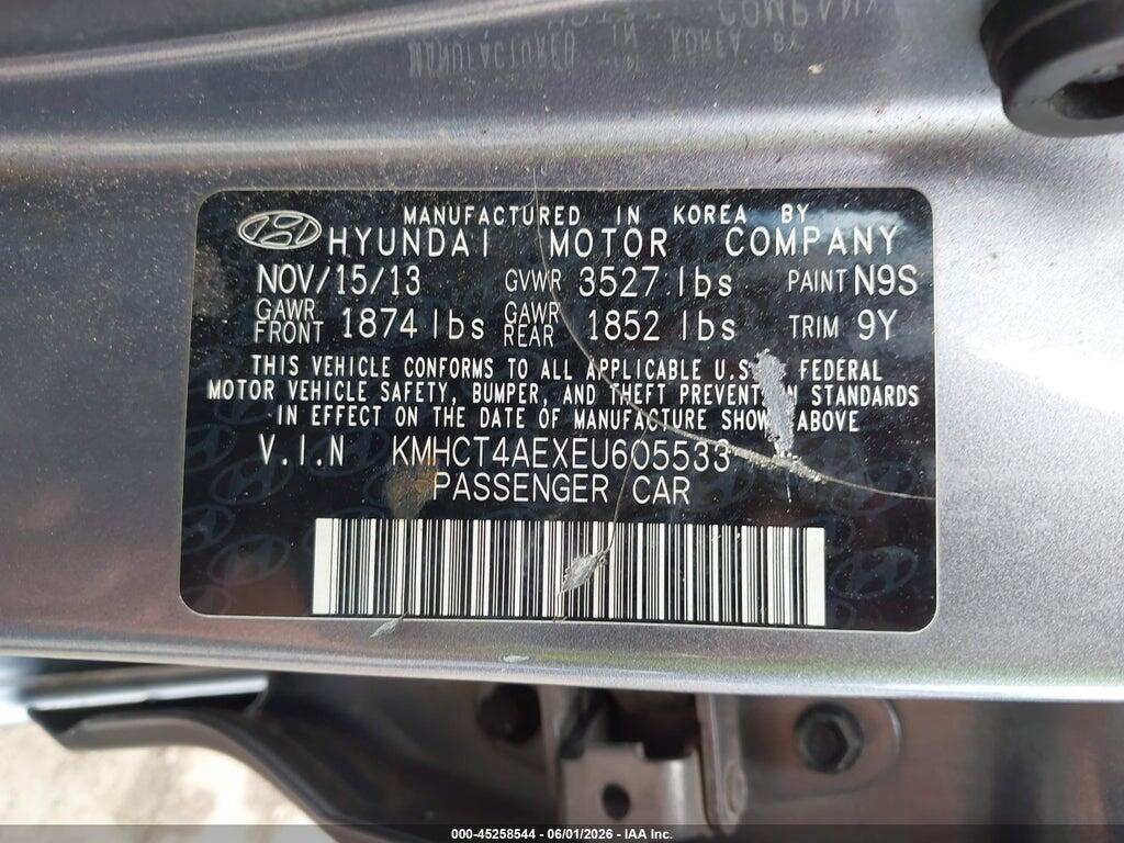 KMHCT4AEXEU605533 2014 HYUNDAI ACCENT photo no. 9