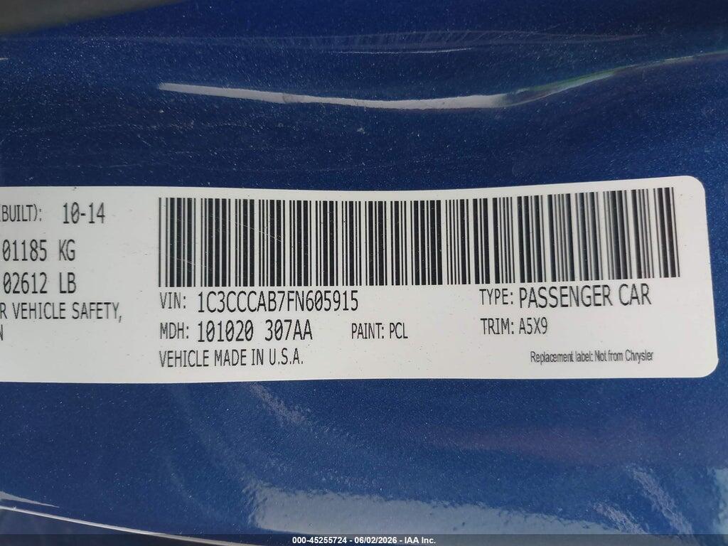 1C3CCCAB7FN605915 2015 CHRYSLER 200 photo no. 9
