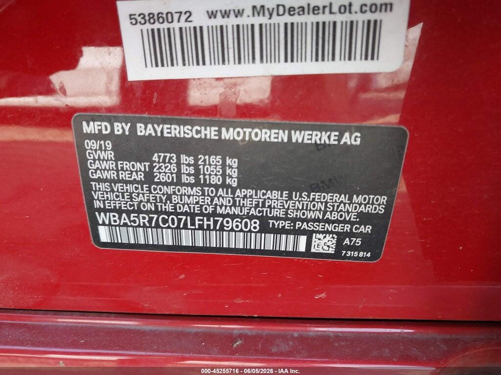 WBA5R7C07LFH79608 2020 BMW 330I photo no. 9