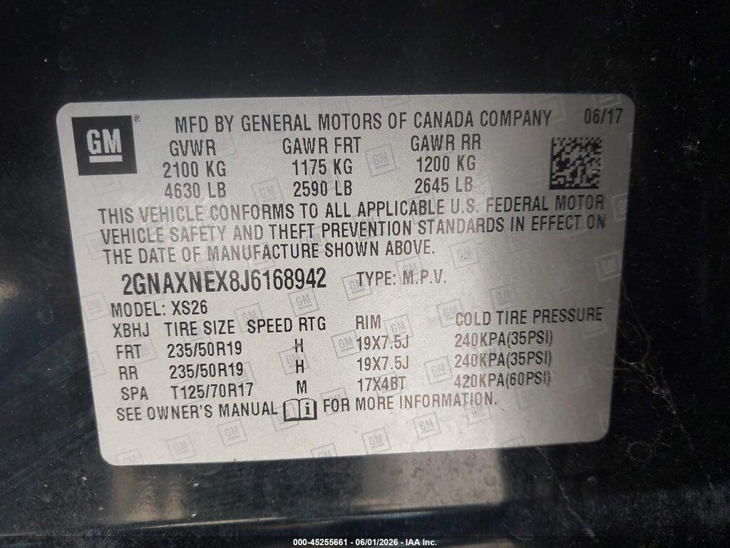 2GNAXNEX8J6168942 2018 CHEVROLET EQUINOX photo no. 9