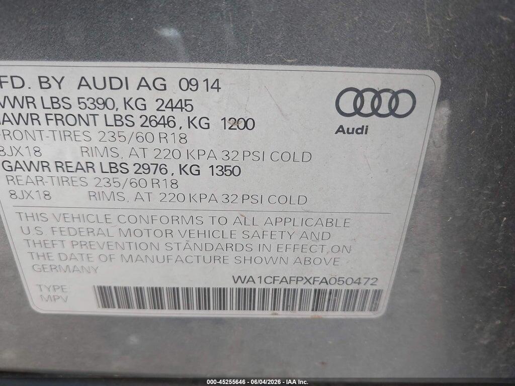 WA1CFAFPXFA050472 2015 AUDI Q5 photo no. 9
