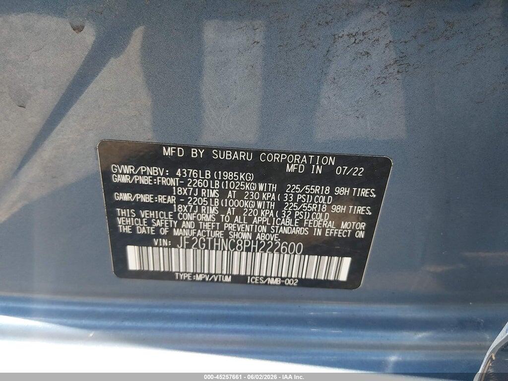 JF2GTHNC8PH222600 2023 SUBARU CROSSTREK photo no. 9