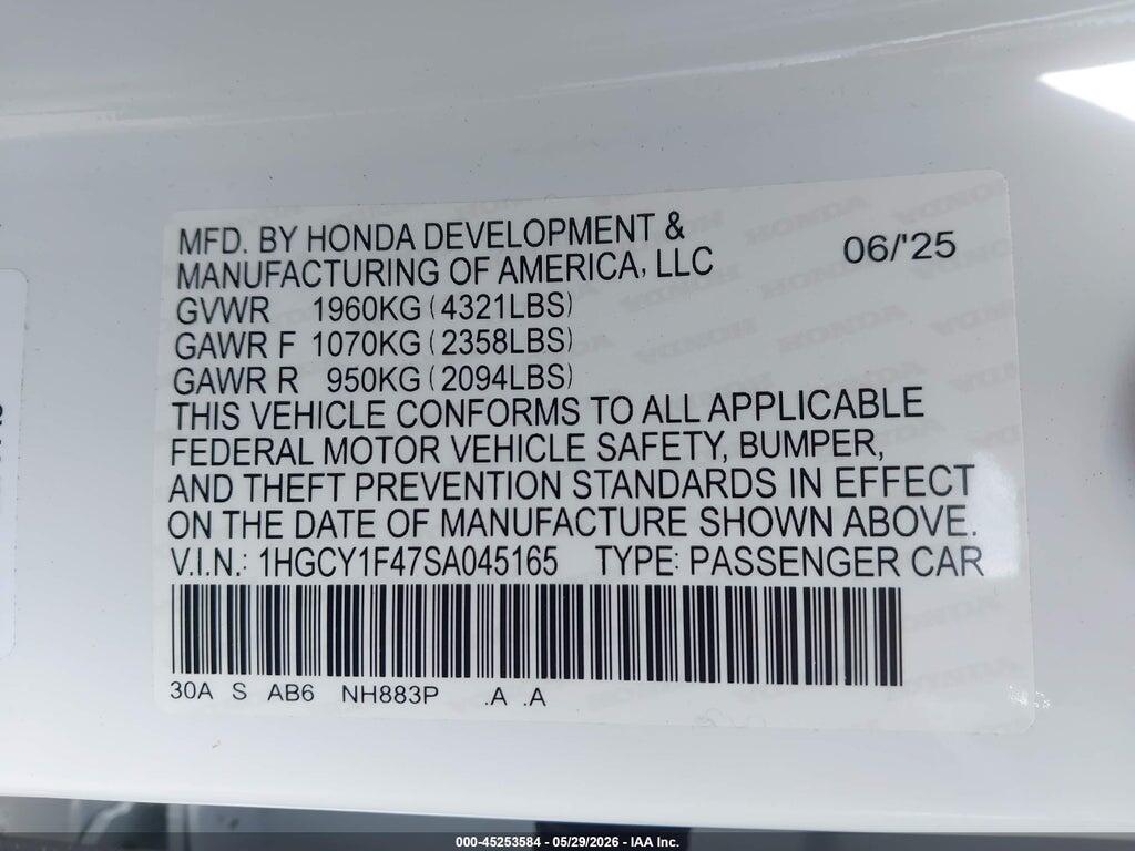 1HGCY1F47SA045165 2025 HONDA ACCORD photo no. 9