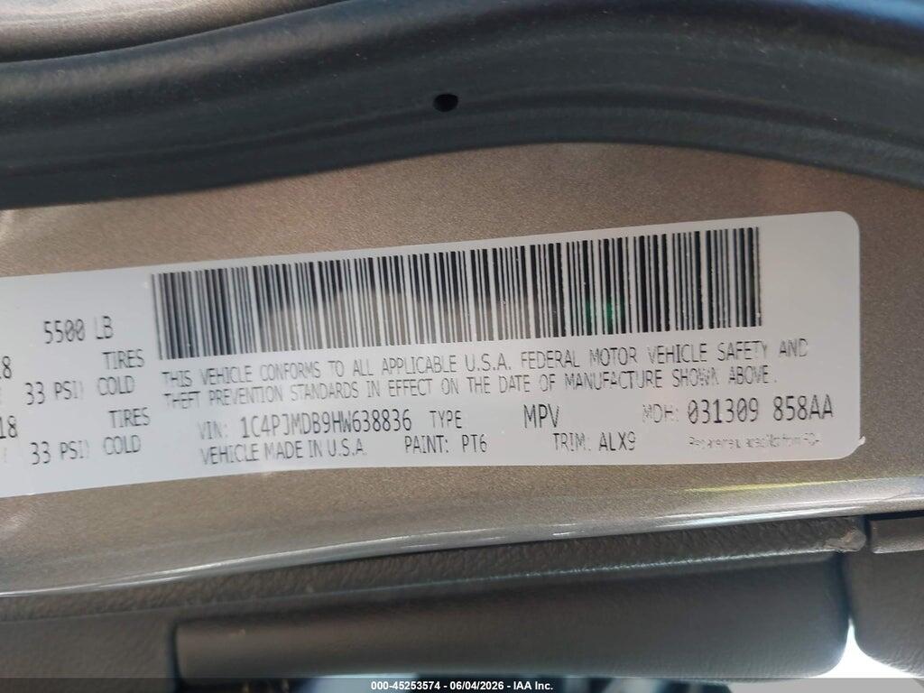 1C4PJMDB9HW638836 2017 JEEP CHEROKEE photo no. 9