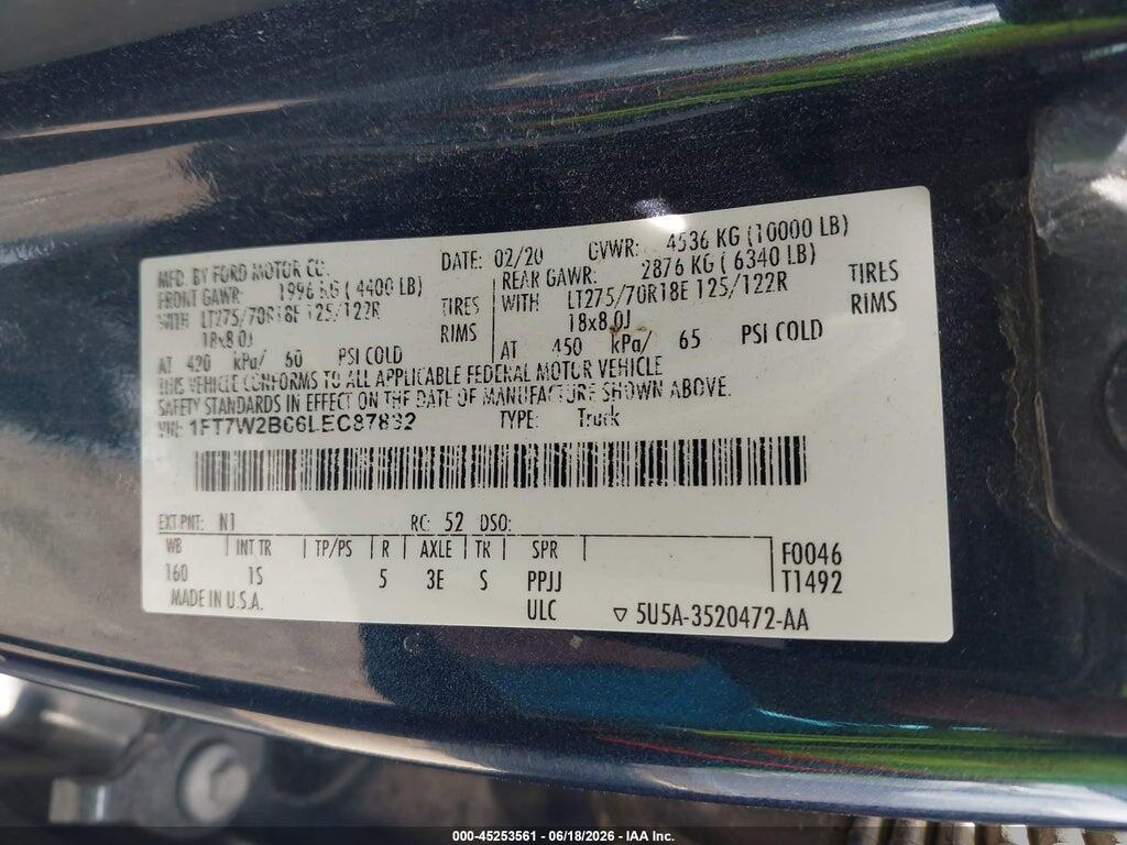 1FT7W2B66LEC87832 2020 FORD F-250 photo no. 9