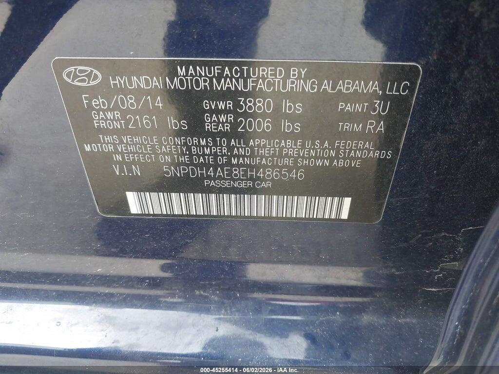 5NPDH4AE8EH486546 2014 HYUNDAI ELANTRA photo no. 9