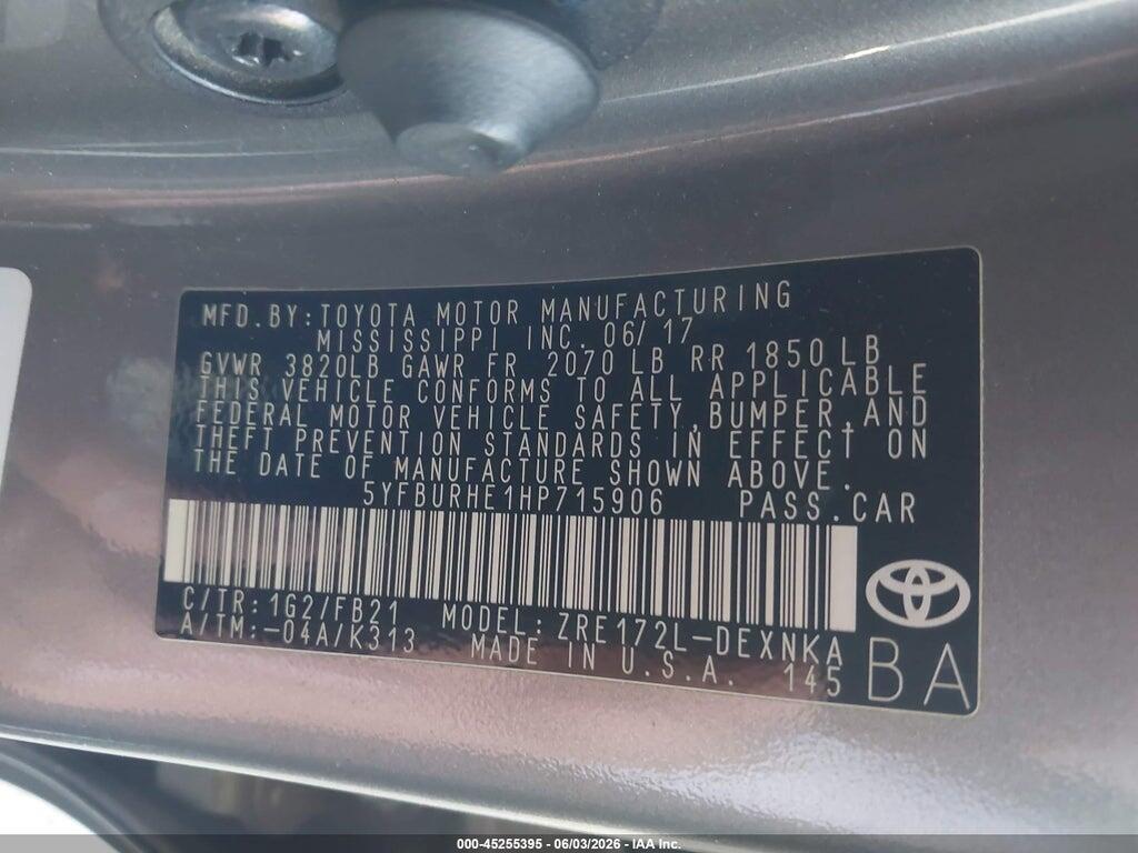 5YFBURHE1HP715906 2017 TOYOTA COROLLA photo no. 9