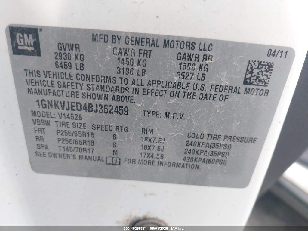 1GNKVJED4BJ362459 2011 CHEVROLET TRAVERSE photo no. 9