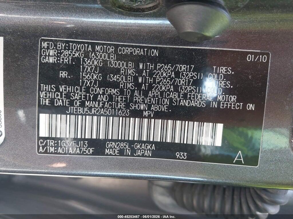 JTEBU5JR2A5011623 2010 TOYOTA 4RUNNER photo no. 9