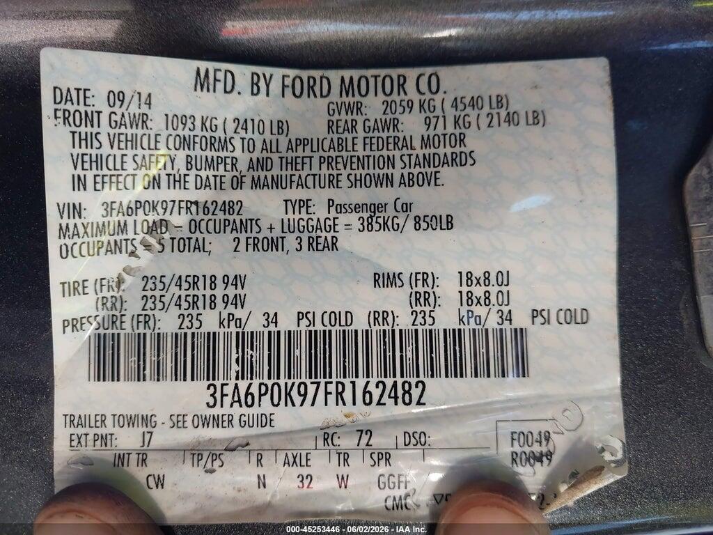3FA6P0K97FR162482 2015 FORD FUSION photo no. 9
