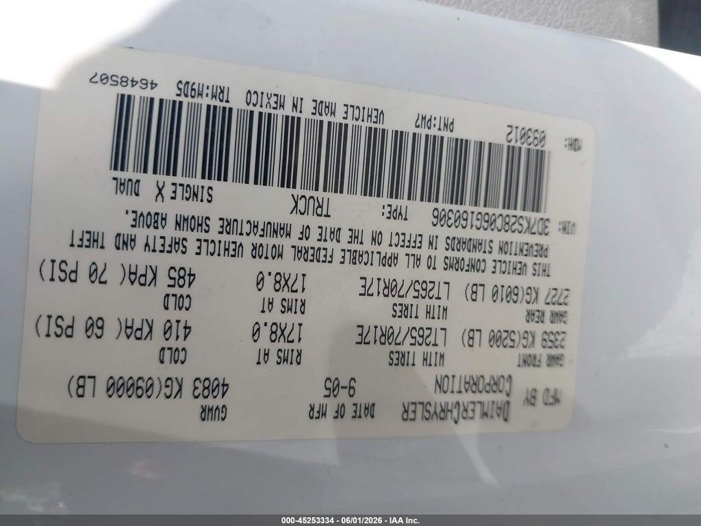 3D7KS28C06G160306 2006 DODGE RAM 2500 photo no. 9