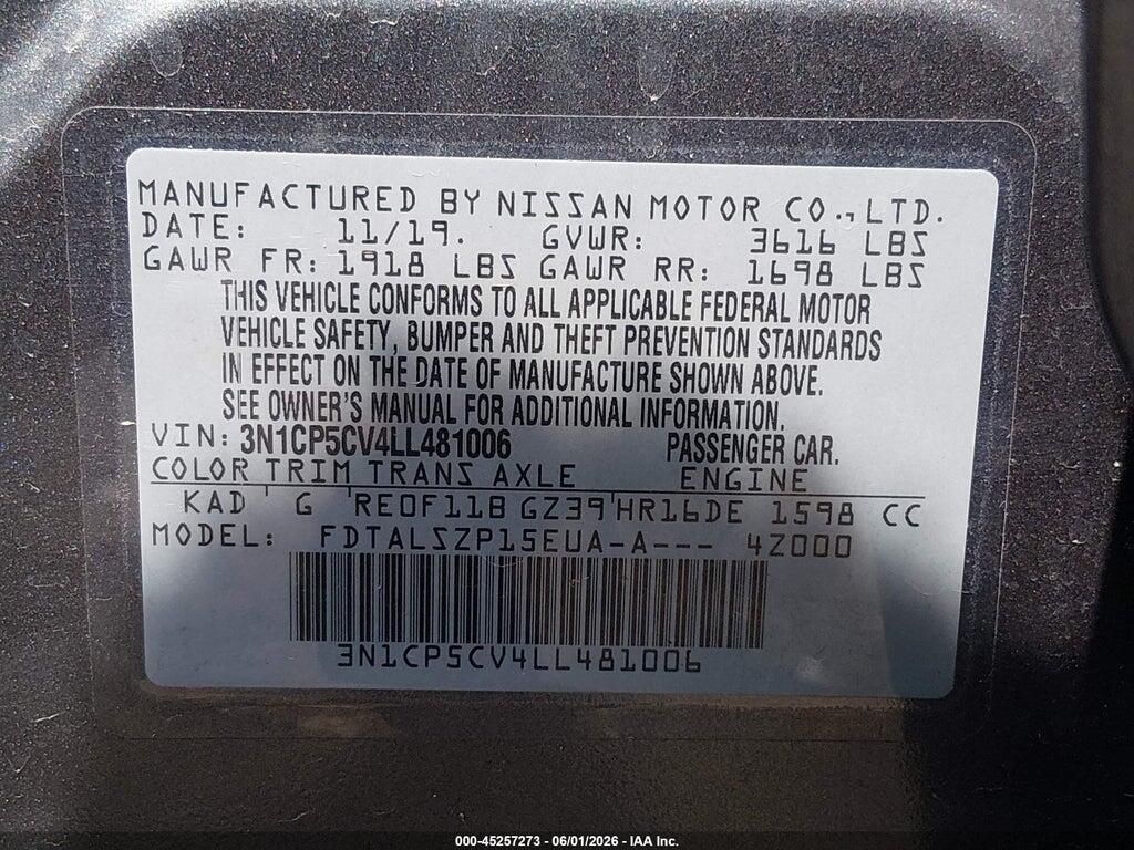 3N1CP5CV4LL481006 2020 NISSAN KICKS photo no. 9