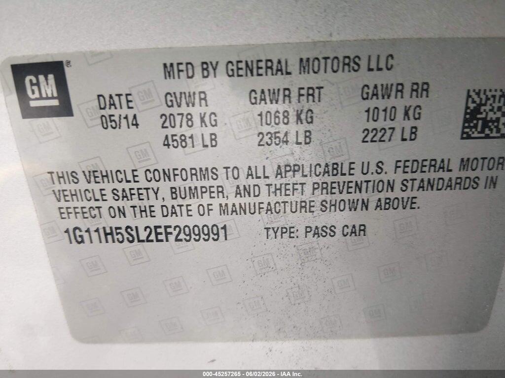 1G11H5SL2EF299991 2014 CHEVROLET MALIBU photo no. 9