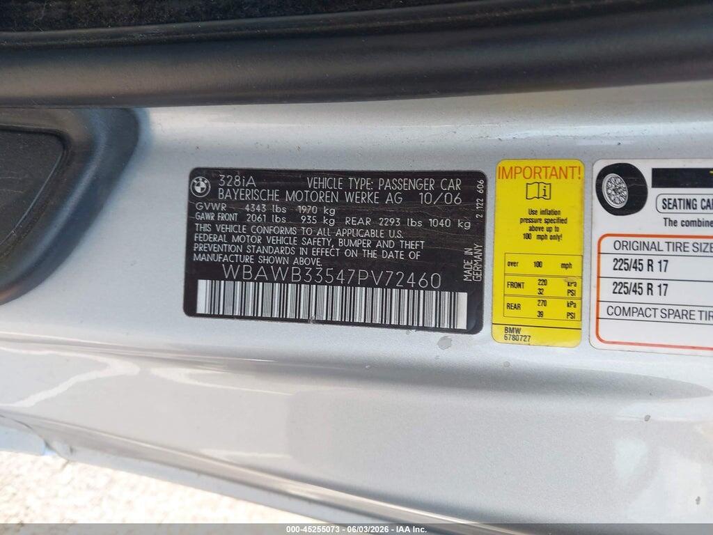 WBAWB33547PV72460 2007 BMW 328I photo no. 9
