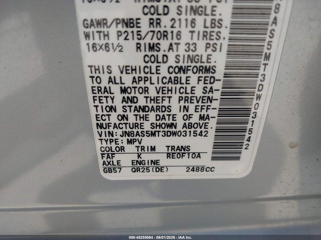 JN8AS5MT3DW031542 2013 NISSAN ROGUE photo no. 9
