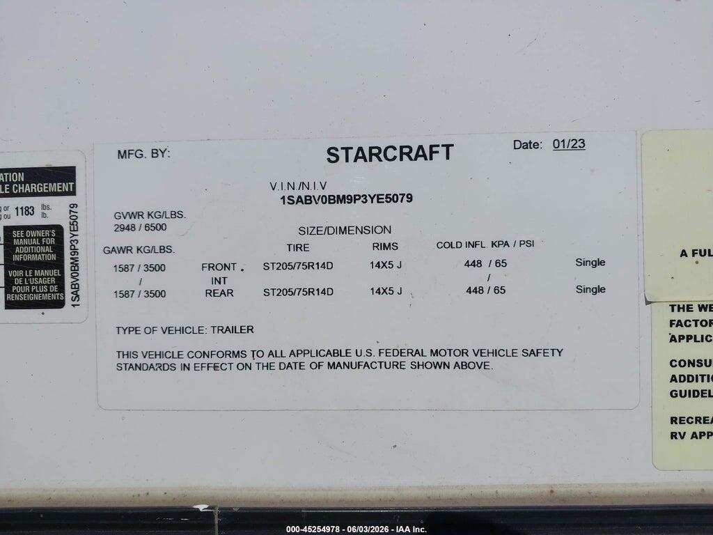 1SABV0BM9P3YE5079 2023 STARCRAFT SUPER LITE 225 CK photo no. 9