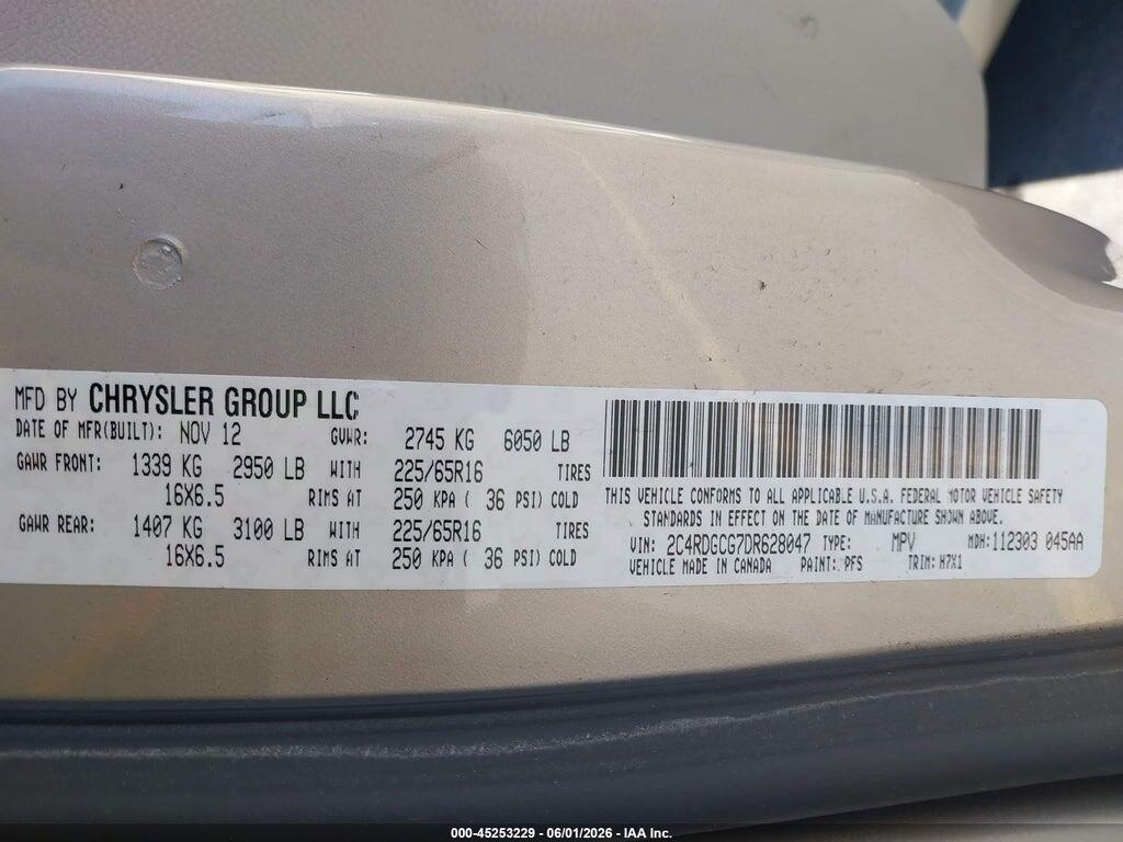 2C4RDGCG7DR628047 2013 DODGE GRAND CARAVAN photo no. 9