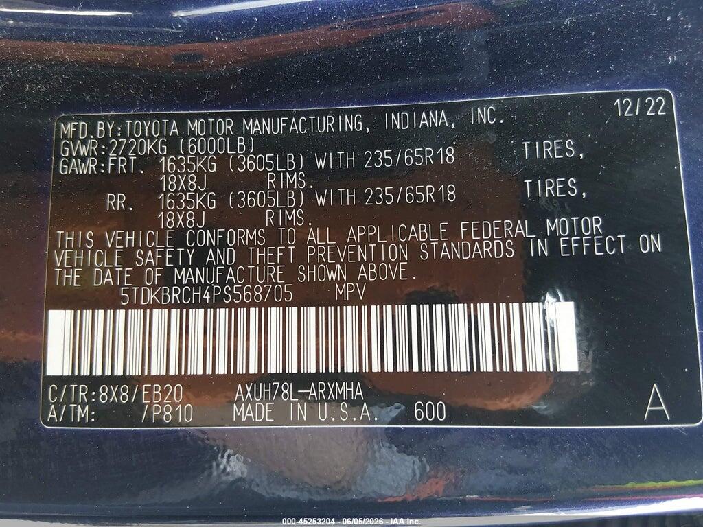 5TDKBRCH4PS568705 2023 TOYOTA HIGHLANDER photo no. 9