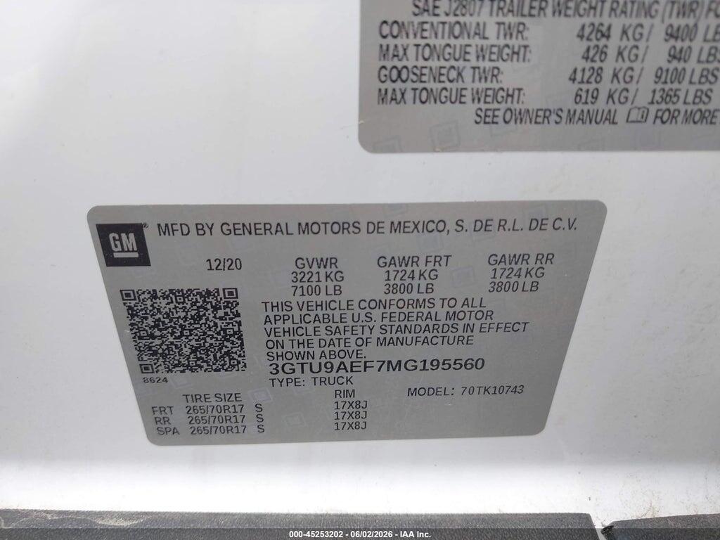 3GTU9AEF7MG195560 2021 GMC SIERRA 1500 photo no. 8