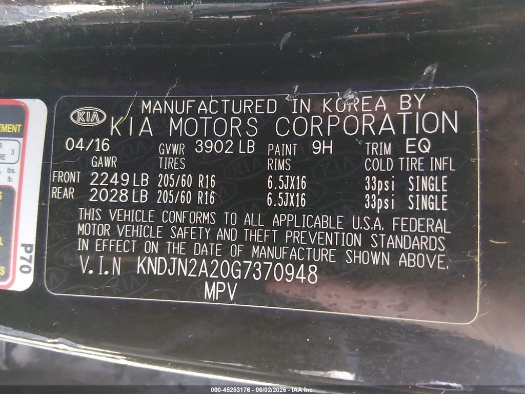 KNDJN2A20G7370948 2016 KIA SOUL photo no. 9