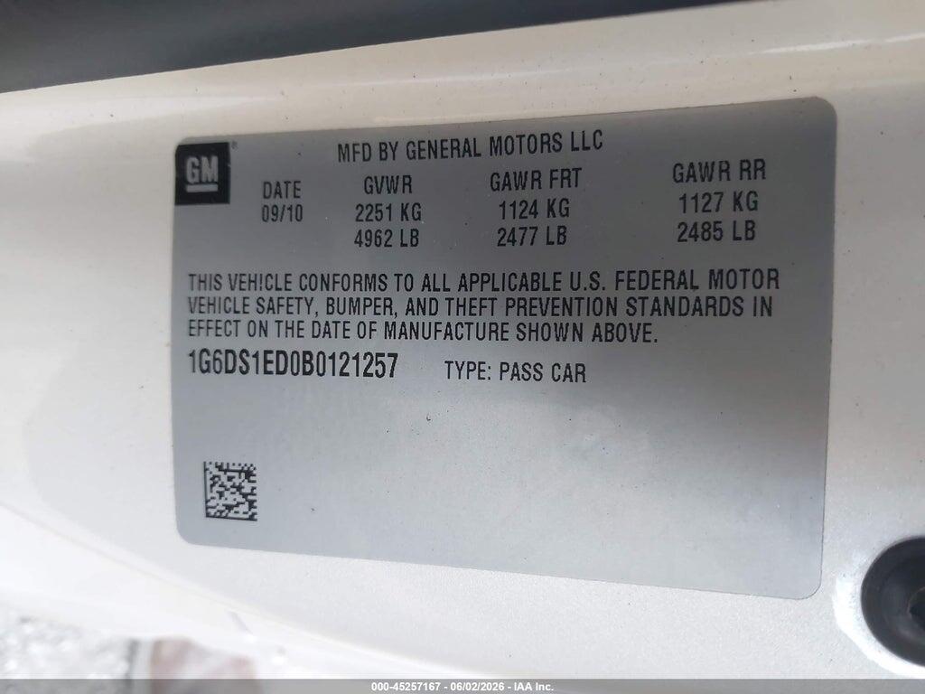 1G6DS1ED0B0121257 2011 CADILLAC CTS photo no. 9