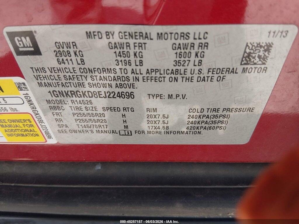 1GNKRGKD8EJ224696 2014 CHEVROLET TRAVERSE photo no. 9